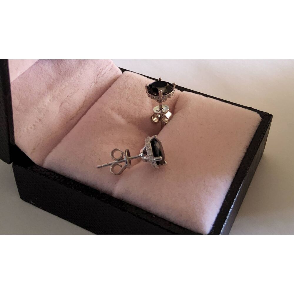 CERTIFIED Genuine Blue & White Moissanite 2Ct Round Stud Earrings-18K/925SS - Picture 2 of 8